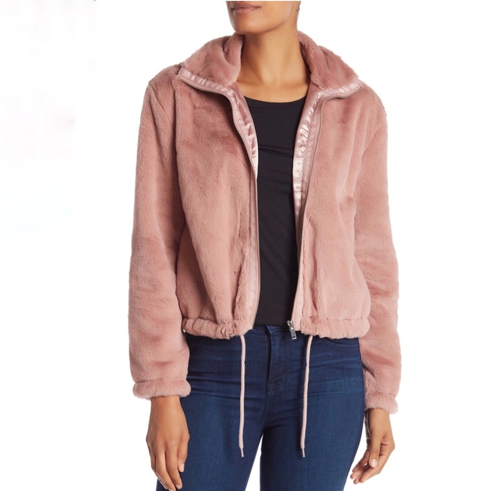 CoffeeShop Pink Faux Fur Teddy Jacket Size L